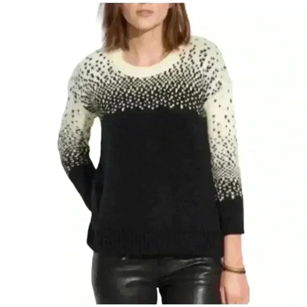 NWT Madewell Womens Cream Black
Chunky Wool Sweater Pullover
Speckled Ombre XS